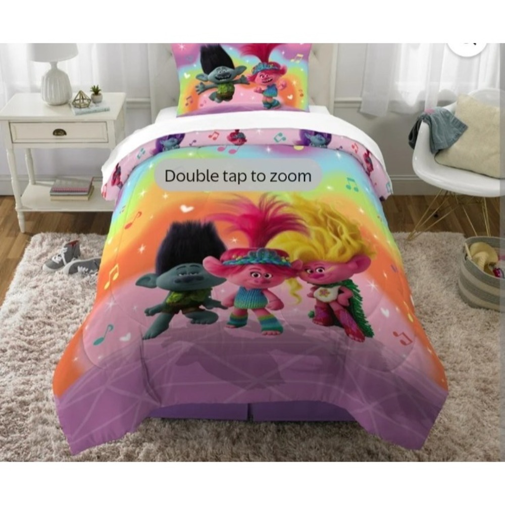 DreamWorks Trolls‎ Band Together Reversible Comforter Twin Full Rainbow Pink